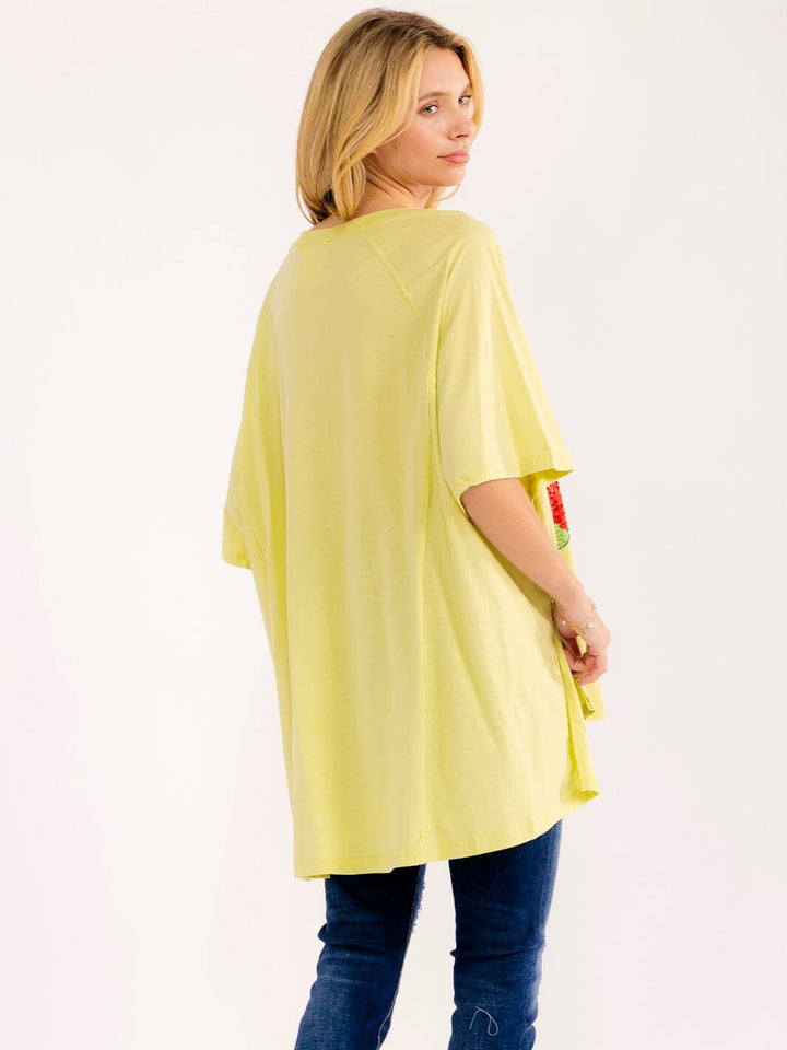 WOMEN'S SHORT SLEEVE HIGH-LOW GRAPHIC OVERSIZED T-SHIRT