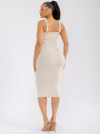 WOMEN'S SLEEVELESS RIBBED BODYCON MIDI DRESS
