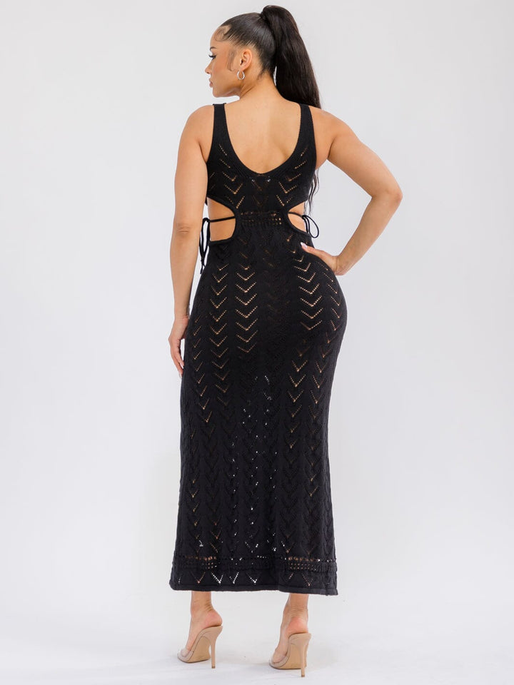 WOMEN'S SLEEVELESS BODYCON CROCHET CUT OUT MAXI DRESS