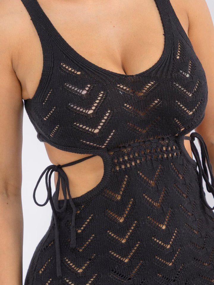 WOMEN'S SLEEVELESS BODYCON CROCHET CUT OUT MAXI DRESS