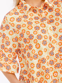 PLUS SIZE SHORT SLEEVE BUTTON UP FRONT POCKETS RUFFLE FLORAL MINI DRESS