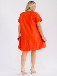 PLUS SIZE SHORT SLEEVE FRONT POCKETS LOOSE FIT MINI DRESS