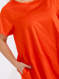 PLUS SIZE SHORT SLEEVE FRONT POCKETS LOOSE FIT MINI DRESS