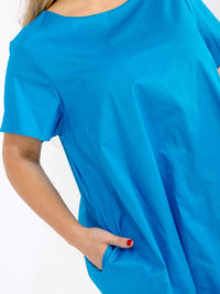 PLUS SIZE SHORT SLEEVE FRONT POCKETS LOOSE FIT MINI DRESS