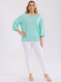 PLUS SIZE 3/4 SLEEVE SOLID BLOUSE