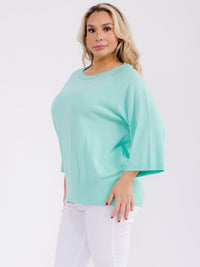 PLUS SIZE 3/4 SLEEVE SOLID BLOUSE