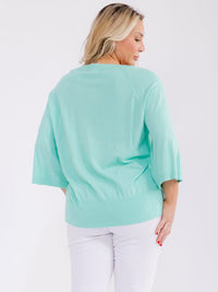 PLUS SIZE 3/4 SLEEVE SOLID BLOUSE