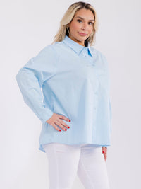 PLUS SIZE LONG SLEEVE BUTTON UP RHINESTONES SHIRT