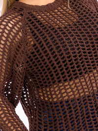 PLUS SIZE LONG SLEEVE CROCHET PULLOVER SWEATER