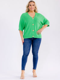 PLUS SIZE SHORT BUTTON CLOSURE BLOUSE