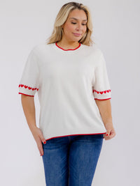 PLUS SIZE SHORT SLEEVE TRIM DETAILED BLOUSE