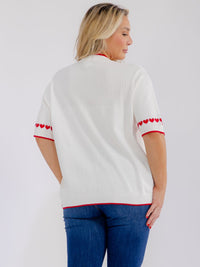 PLUS SIZE SHORT SLEEVE TRIM DETAILED BLOUSE