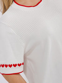 PLUS SIZE SHORT SLEEVE TRIM DETAILED BLOUSE