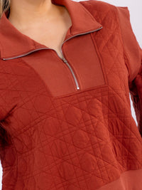 PLUS SIZE LONG SLEEVE SWEATER & ELASTIC WAIST POCKETS MINI SHORT QUILTED 2PC. SET
