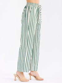 WOMEN'S ELASTIC WAIST FRONT POCKETS STARIGHT LEG STRIPES COLORBLOCK PANTS