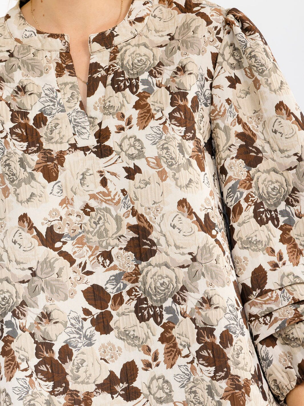 WOMEN'S 3/4 SLEEVE V-NECK FRONT POCKETS LOOSE FIT FLORAL MINI DRESS