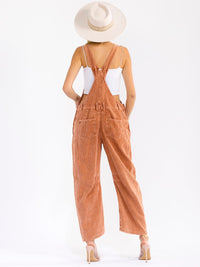 WOMEN'S SLEEVELESS POCKETS STRAIGHT LEG CORDUROY OVERALL