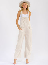 WOMEN'S SLEEVELESS POCKETS STRAIGHT LEG CORDUROY OVERALL