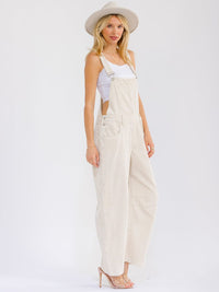 WOMEN'S SLEEVELESS POCKETS STRAIGHT LEG CORDUROY OVERALL