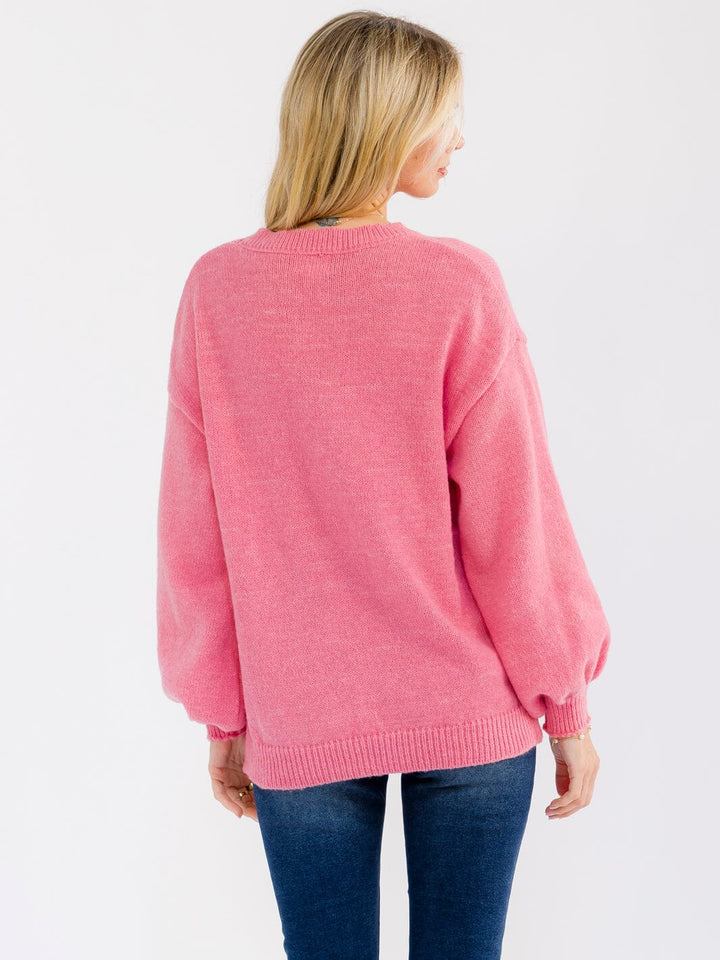 WOMEN'S LONG SLEEVE SEQUINS GRAPHIC PULLOVER HOLIDAY SWEATER
