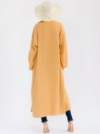 WOMEN'S LONG SLEEVE OPEN FRONT FLORAL STITCHED CARDIGAN