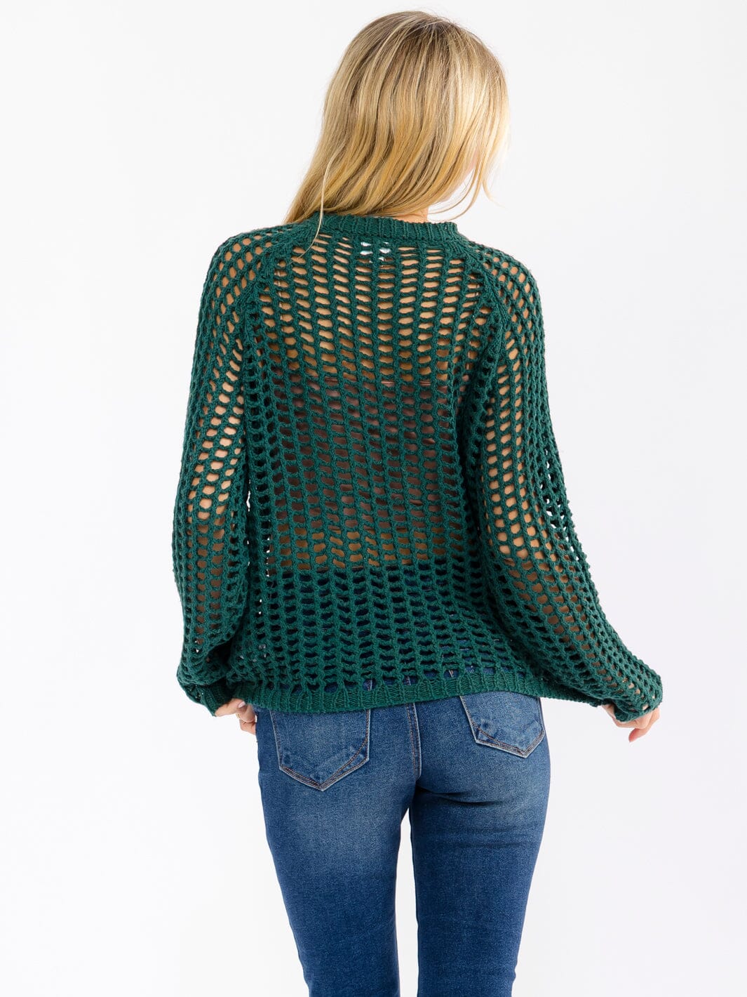 WOMEN'S LONG SLEEVE CROCHET PULLOVER SWEATER