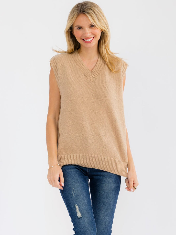 WOMEN'S SLEEVELESS V-NECK SWEATER VEST