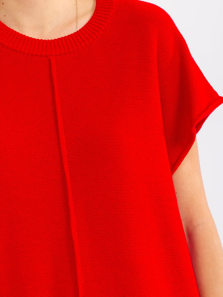 WOMEN'S SHORT SLEEVE SOLID SWEATER TOP