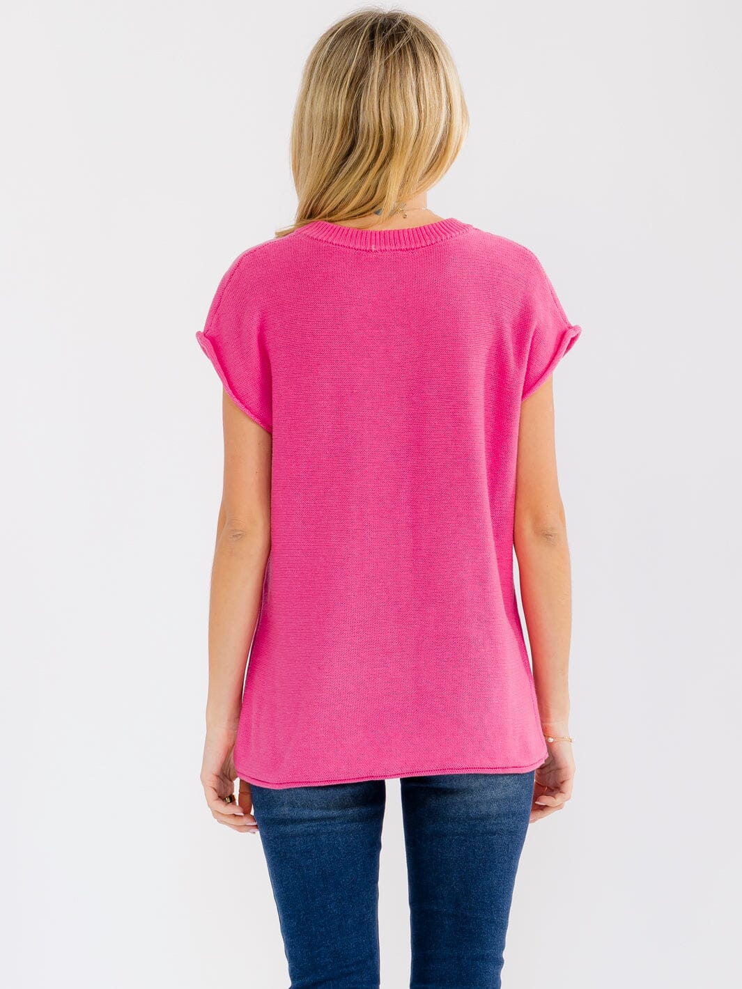 WOMEN'S SHORT SLEEVE SOLID SWEATER TOP