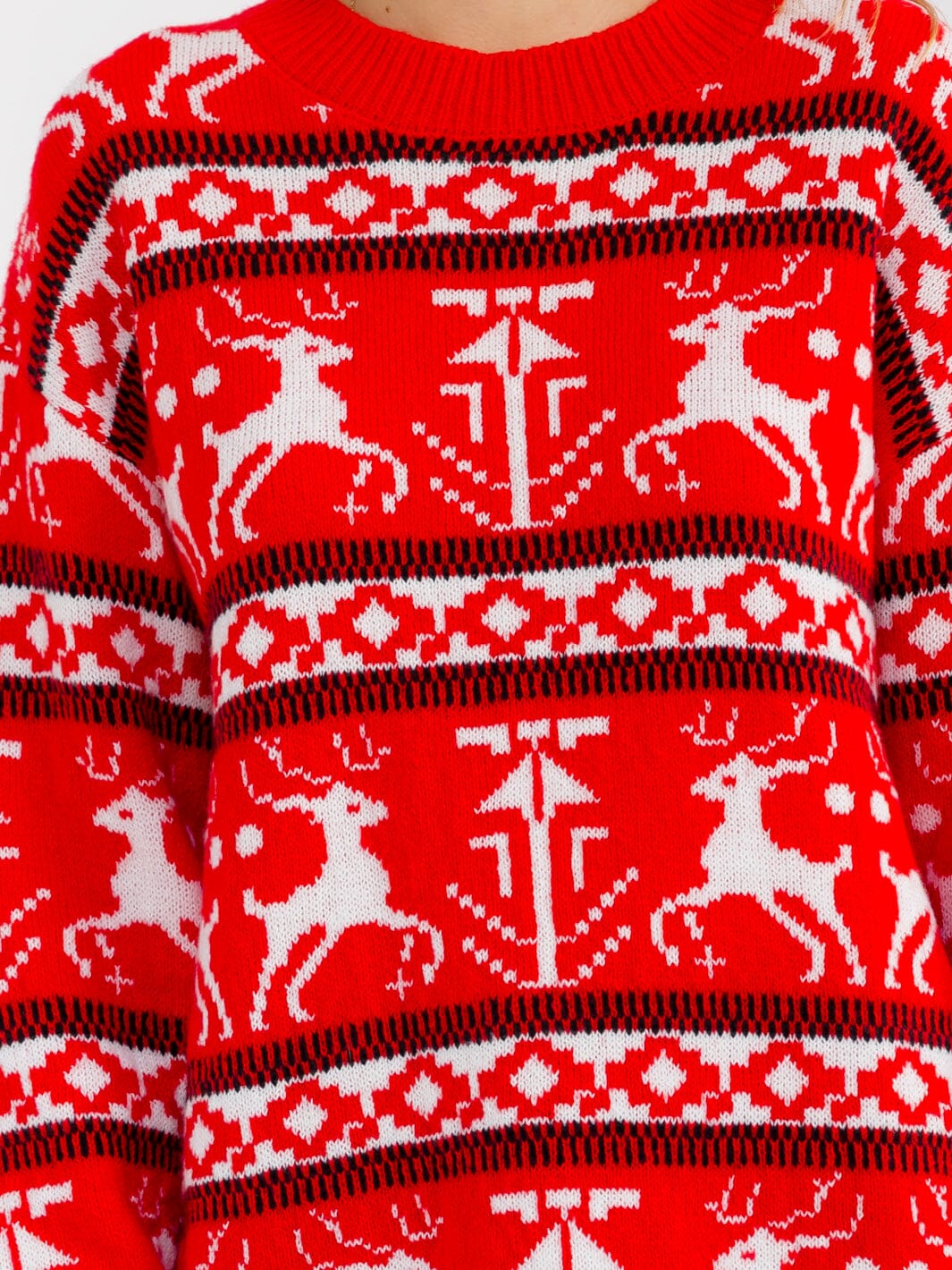 WOMEN'S LONG SLEEVE MULTI PRINT PULLOVER HOLIDAY SWEATER