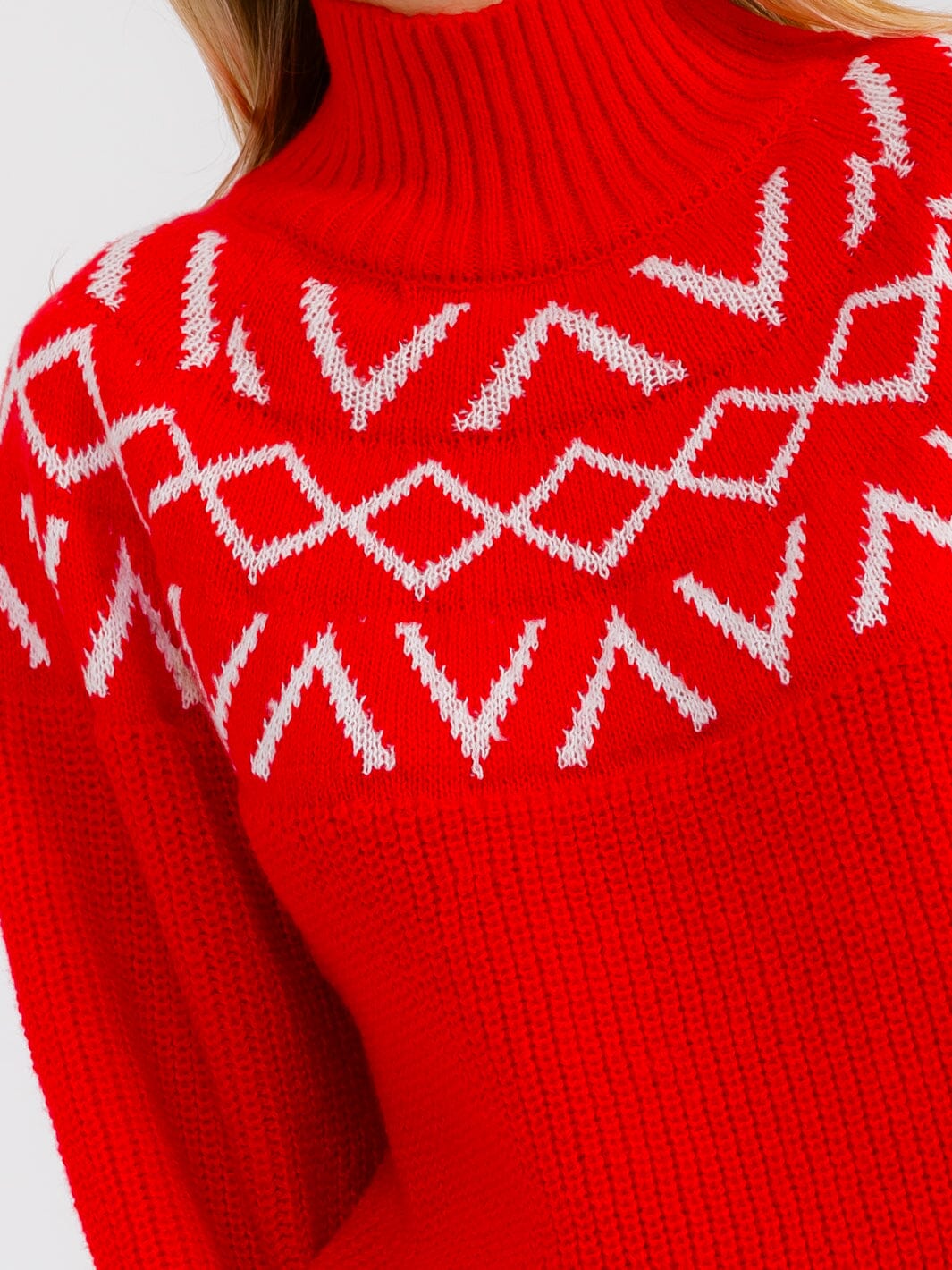 WOMEN'S LONG SLEEVE TURTLE NECK PRINT PULLOVER SWEATER
