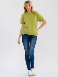 WOMEN'S SHORT SLEEVE SWEATER BLOUSE