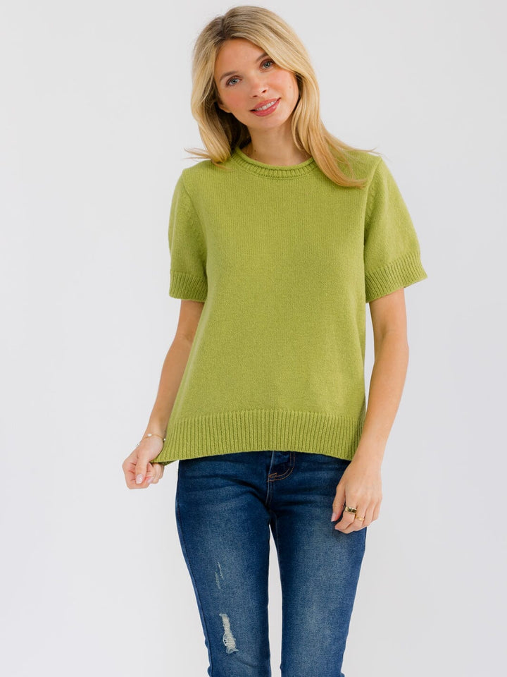 WOMEN'S SHORT SLEEVE SWEATER BLOUSE