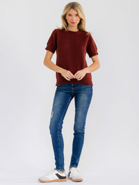 WOMEN'S SHORT SLEEVE SWEATER BLOUSE
