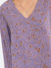 WOMEN'S LONG SLEEVE V-NECK FLORAL BLOUSE