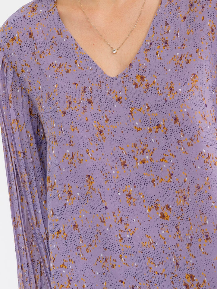 WOMEN'S LONG SLEEVE V-NECK FLORAL BLOUSE