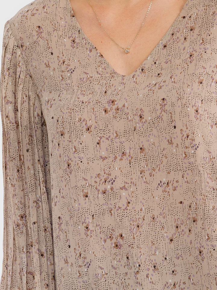WOMEN'S LONG SLEEVE V-NECK FLORAL BLOUSE