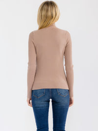 WOMEN'S LONG SLEEVE TURTLE NECK RHINESTONES DETAILED BLOUSE