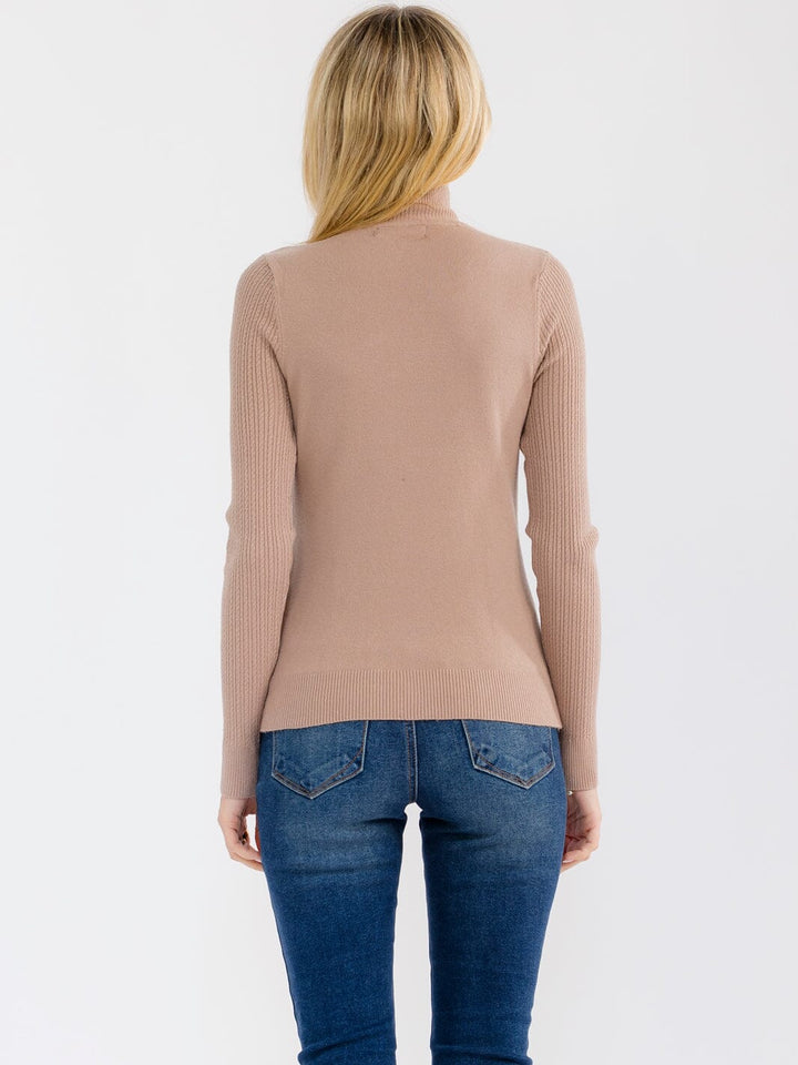 WOMEN'S LONG SLEEVE TURTLE NECK RHINESTONES DETAILED BLOUSE