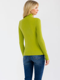 WOMEN'S LONG SLEEVE TURTLE NECK RHINESTONES DETAILED BLOUSE