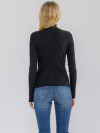 WOMEN'S LONG SLEEVE TURTLE NECK RHINESTONES DETAILED BLOUSE