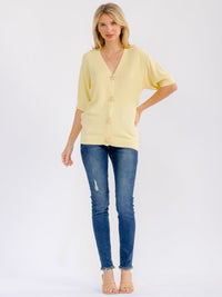 WOMEN'S SHORT SLEEVE BUTTON CLOSURE SWEATER BLOUSE
