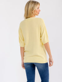 WOMEN'S SHORT SLEEVE BUTTON CLOSURE SWEATER BLOUSE