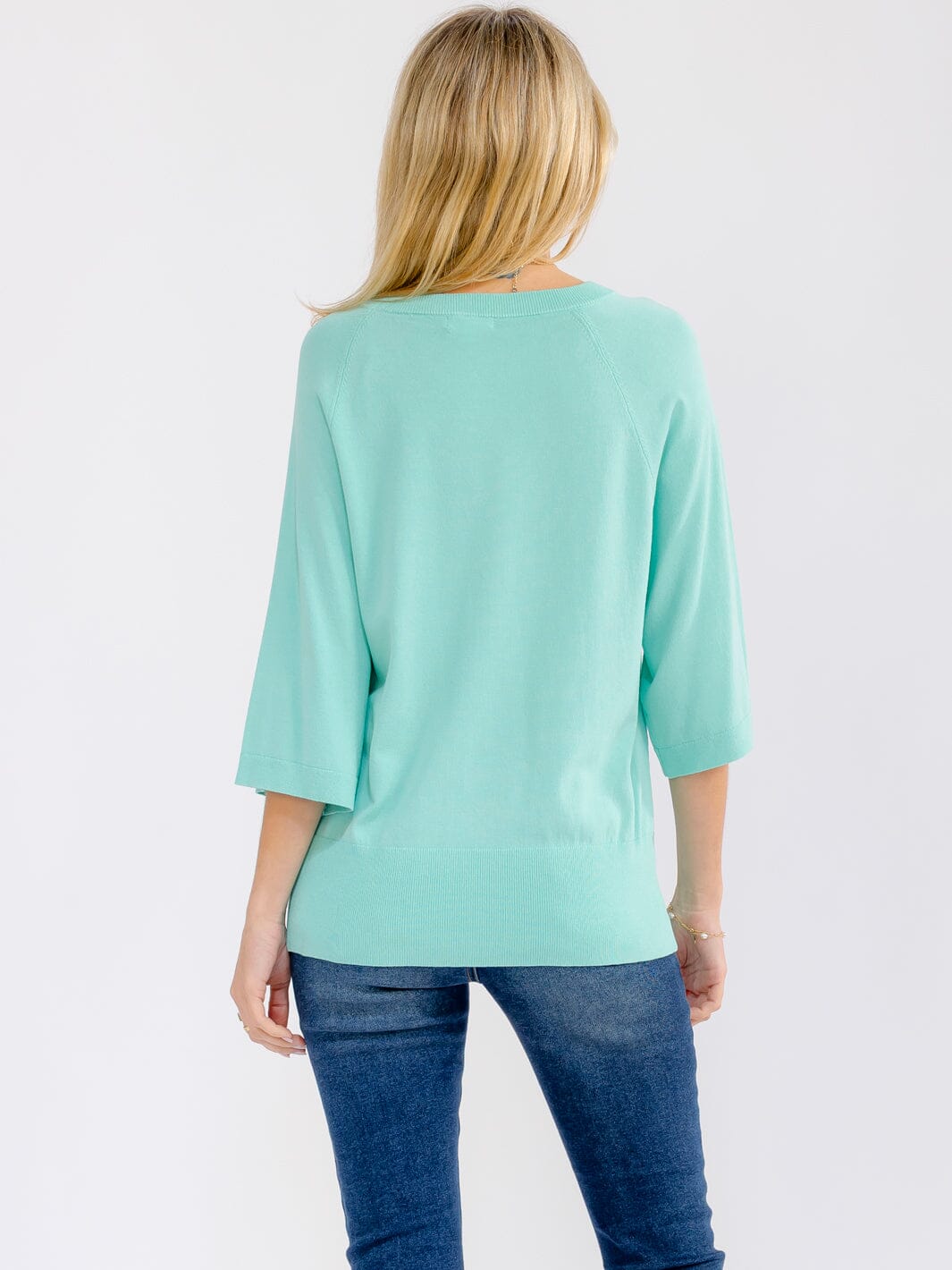 WOMEN'S 3/4 SLEEVE SOLID LOOSE FIT BLOUSE