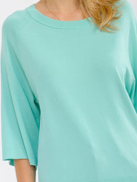 WOMEN'S 3/4 SLEEVE SOLID LOOSE FIT BLOUSE