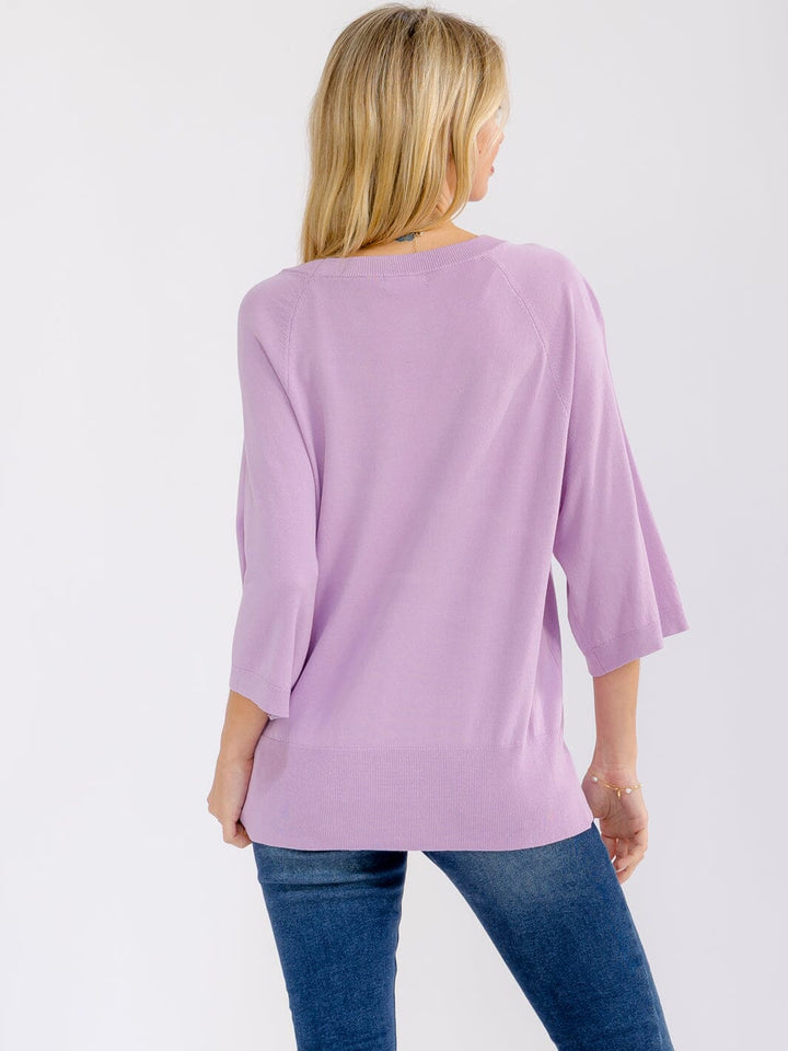 WOMEN'S 3/4 SLEEVE SOLID LOOSE FIT BLOUSE