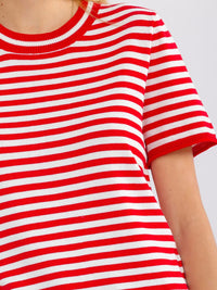 WOMEN'S SHORT SLEEVE COLORBLOCK STRIPES BLOUSE