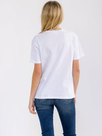 WOMEN'S SHORT SLEEVE PEARL DETAILED T-SHIRT