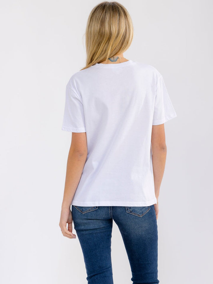 WOMEN'S SHORT SLEEVE PEARL DETAILED T-SHIRT