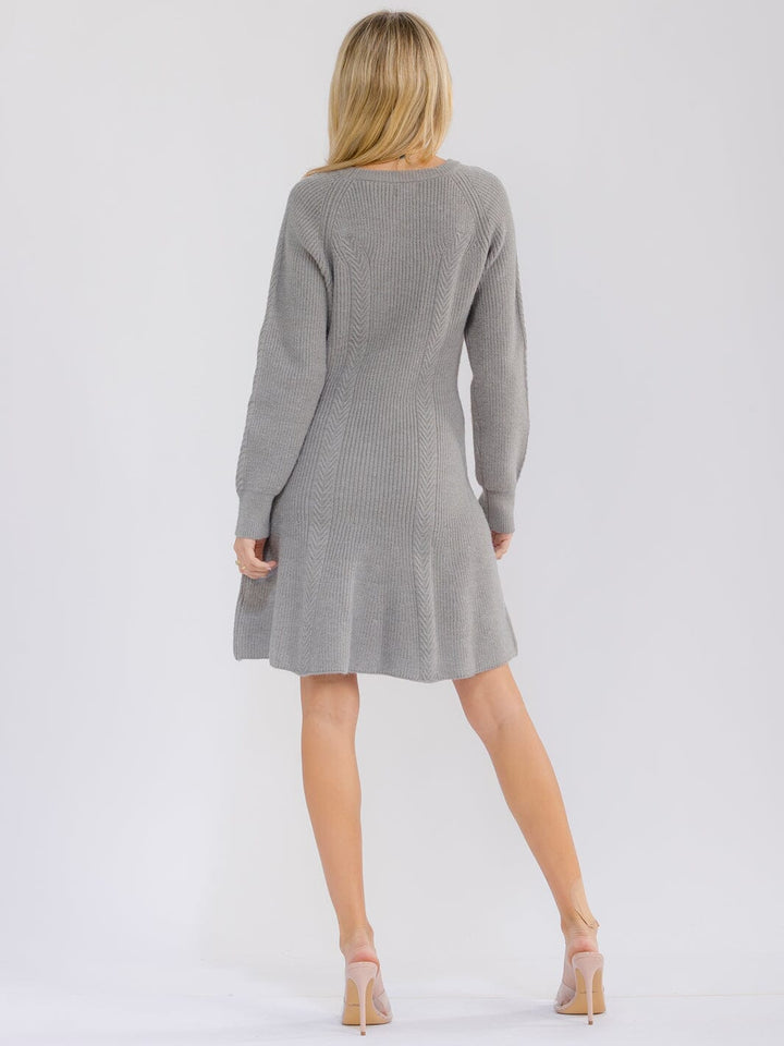 WOMEN'S LONG SLEEVE FIT & FLARE SWEATER MINI DRESS